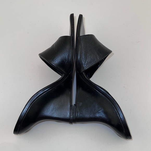 Charles David Black Leather Wedge Slides Mules Size 8 - Picture 6 of 6